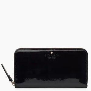 EUC KATE SPADE Harrison Street Lacey Blk Bone Patent Leather LRG Wallet